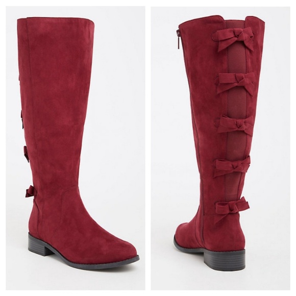 Torrid Faux Seude Boots With Bows Wide 